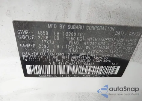 2024 Subaru Outback from USA, damaged, VIN 4S4BTAAC8R3155465